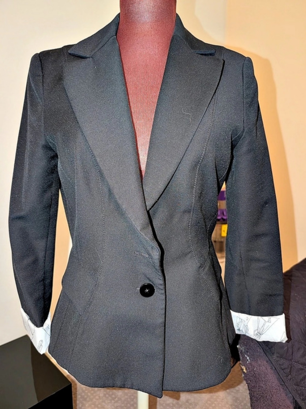White House Black Market Women's Black Blazer Size 8